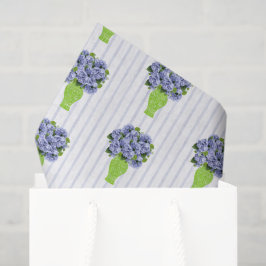 Blaue Hortensien-Brautbad-Küstenmonogramm  Seidenpapier