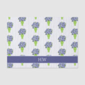Blaue Hortensien-Brautdusche Küstenmonogramm Seidenpapier (Vorderseite)