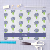Blaue Hortensien-Brautdusche Küstenmonogramm Seidenpapier (Handwerk)
