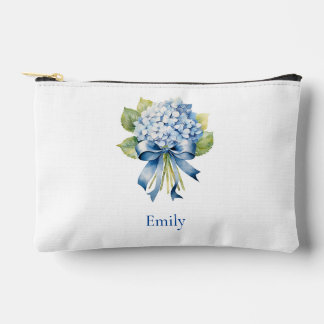 Blaue Hortensien-Brautjungfer-Kosmetik Zubehörtasche
