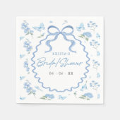 Blaue Hortensien Brautparty Serviette (Vorderseite)