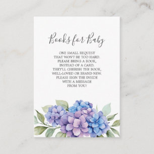 Blaue Hortensien-Bücher für Baby Shower Karte
