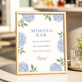 Blaue Hortensien Einfache Grenze Mimosa Bar Poster