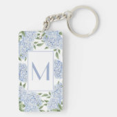 Blaue Hortensien Einzelinitiale Monogramm Custom Schlüsselanhänger (Rückseite)