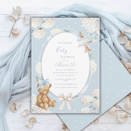 Blaue Hortensien-Elegant-Bär-Baby-Party Einladung
