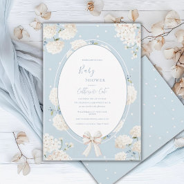 Blaue Hortensien-Elegante Babyparty Einladung