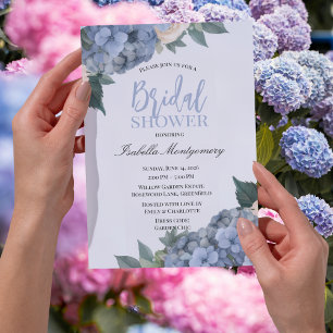 Blaue Hortensien Elegante Brautparty-Stil Einladung