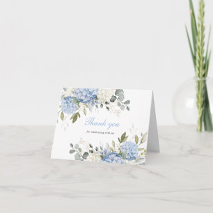 Blaue Hortensien Elegante Florale Dankeschön-Grüne Dankeskarte