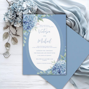 Blaue Hortensien Elegante Hochzeit Einladung
