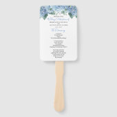 Blaue Hortensien Florale Hochzeitsprogramm-Handfäc Fächer (Vorderseite)