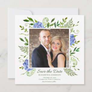 Blaue Hortensien Florales Aquarell Foto Save The Date