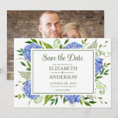 Blaue Hortensien Foto Save The Date (Vorne/Hinten)