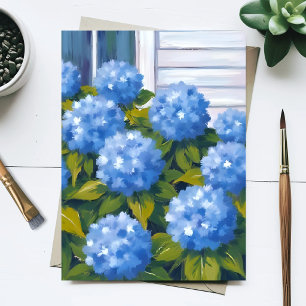 Blaue Hortensien-Garten Blumen Botanisch Aquarell Postkarte