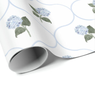 Blaue Hortensien-Garten-Blumen-Rankgitter Geschenkpapier