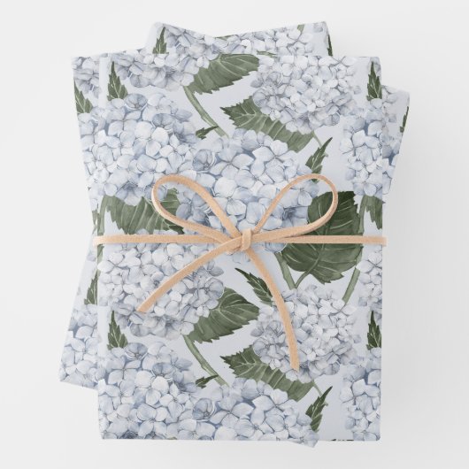 Blaue Hortensien-Gartenblumen  Geschenkpapier Set (Beispiel)
