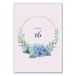 Blaue Hortensien-Gartenhochzeit-Tischnummer Tischnummer
