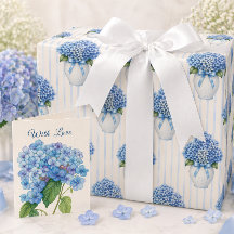 Blaue Hortensien-Geschenkpapier Elegantes Florales