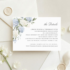 Blaue Hortensien-Grünpflanzen-Hochzeitsdetails Einladung