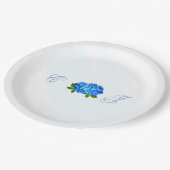 Blaue Hortensien Hochzeit Blumen Pappteller (Schrägansicht)