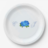 Blaue Hortensien Hochzeit Blumen Pappteller (Vorderseite)