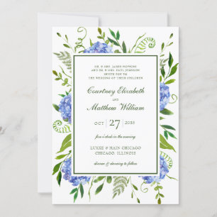Blaue Hortensien Hochzeit Einladung