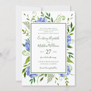 Blaue Hortensien Hochzeit Einladung