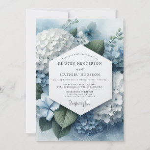 Blaue Hortensien Hochzeit mit Ätherischem Flair Einladung