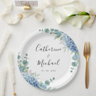 Blaue Hortensien Hochzeit Pappteller