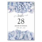 Blaue Hortensien Hochzeit Tischnummer (Rückseite)