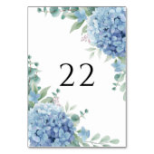 Blaue Hortensien Hochzeit  Tischnummer (Rückseite)