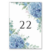 Blaue Hortensien Hochzeit  Tischnummer (Vorderseite)