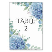 Blaue Hortensien Hochzeit Tischnummer (Rückseite)