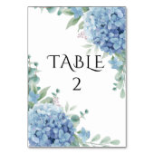 Blaue Hortensien Hochzeit Tischnummer (Vorderseite)