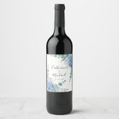 Blaue Hortensien Hochzeit Weinetikett (Vorderseite)