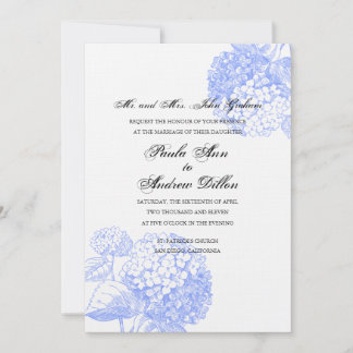 Blaue Hortensien-Hochzeitseinladung Einladung