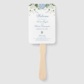 Blaue Hortensien-Hochzeitsprogramm Fächer (Vorderseite)