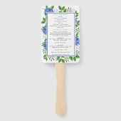 Blaue Hortensien Hochzeitsprogramm Handfächer (Rückseite)
