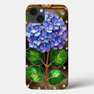 Blaue Hortensien im goldenen Ornamentrahmen Case-Mate iPhone Hülle