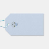 Blaue Hortensien in Chinoiserie-Topf Geschenkanhänger (Rückseite Horizontal)