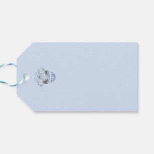 Blaue Hortensien in Chinoiserie-Topf  Geschenkanhänger