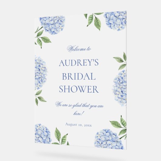 Blaue Hortensien-Klassisches Willkommensschild, Bl Acrylschild (Winkel)