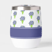 Blaue Hortensien-Küstenblumen-Vase-Monogramm (Vorderseite)