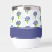 Blaue Hortensien-Küstenblumen-Vase-Monogramm (Rückseite)