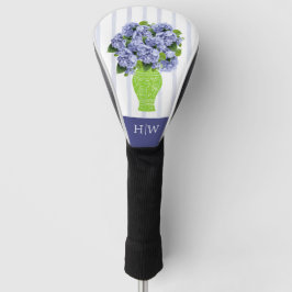 Blaue Hortensien-Küstenblumen-Vase-Monogramm Golf Headcover