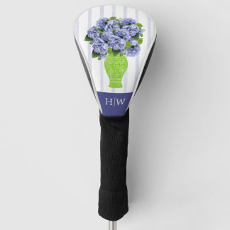 Blaue Hortensien-Küstenblumen-Vase-Monogramm Golf Headcover