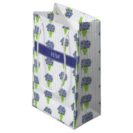 Blaue Hortensien-Küstenblumen-Vase Monogramm Kleine Geschenktüte
