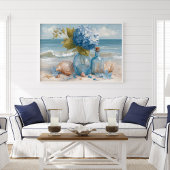 Blaue Hortensien-Küstenstrand | Strandposter Poster