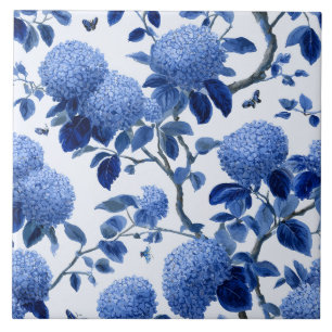 Blaue Hortensien-Landhausgarten-Blumen Fliese