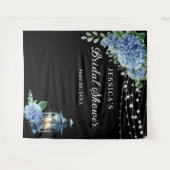 Blaue Hortensien-Laterne Boho-Brautjungfernparty-H Wandteppich (Vorderseite (Horizontal))
