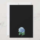 Blaue Hortensien-Laterne Hochzeit mit schwarzem Hi Einladung (Rückseite)